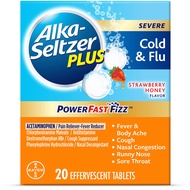 ALKA-SELTZER PLUS Powerfast Fizz, Severe Cold & Flu Medicine, Strawberry Honey effervescent tablets,