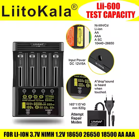 LiitoKala Battery smart Charger Lii-500 Lii-600 Lii-402 Lii-S8 Lii-M4 18650 For 3.7V 26650/18350/163