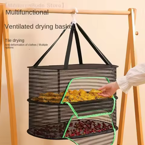 【M】Folding Food Drying Net Anti-mosquito Dry Rack For Herbs Hanging Basket Dryer Bag Mesh Drying Net