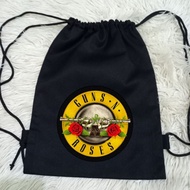 Premium Canvas Drawstring Bag Rock Band Guns N Roses Black Rock Band String Bag/ 100% Premium Canvas