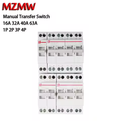 1P 2P 3P 4P 16A 32A 40A 63A 3 Position Dual Power Isolating Manual Transfer Switch Din Rail 220V MTS