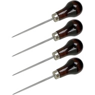 4 Pcs Scratch Awl Tool, with Gourd Shape Wooden Handle, Leather Awl Punch Tool,Tailors Awl, for Sewi