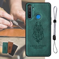 Luxury Leather Case Wolf Design For Realme 5 5i 5s 6i with Adjustable Lanyard