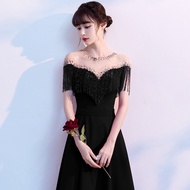 Black Evening Dress Fishtail Dress Long Skirt Elegant Temperament Classy Celebrity Engagement Dress 