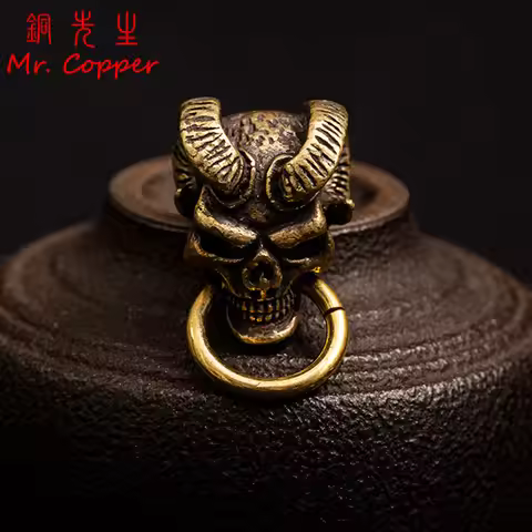Punk Brass Goat Horn Skull Screwback Buckle DIY Leather Belt Bag Wallet Chain Button Rivet Connector
