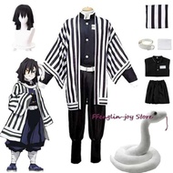 Iguro Anime Obanai Kimono Uniform Wig Cosplay Costume Halloween Party White Snake Props