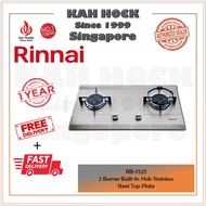 Rinnai RB-722S 2 Burner Built-In Hob Stainless Steel Top Plate - 1 Year Local Manufacturer Warranty