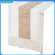 1 Stripe Table Runner Bohemian Heat-resistant Cotton Flax Wedding Banquet Table Runner with Fringe K
