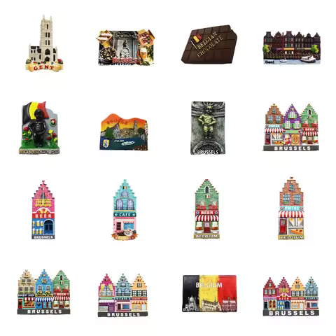Belgium Ghent Brussels Brugge Fridge Magnets Tourism Souvenir Painted Magnetic Refrigerator Stickers
