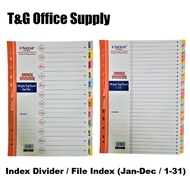 A4 Size Colour Index Divider / A4 Size File Index (JAN-DEC / 1-31)