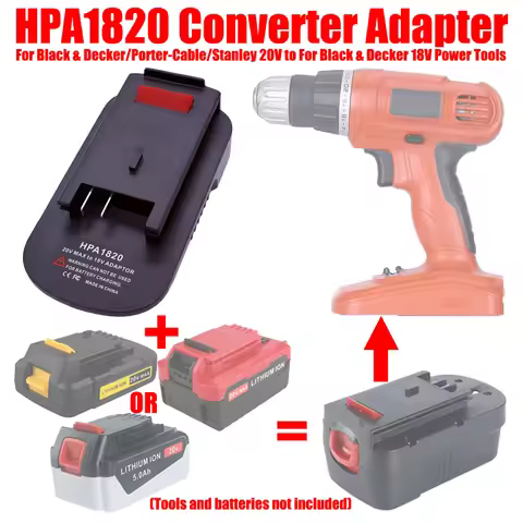 ALASICKA HPA1820 20V To 18V Battery Adapter for Black & Decker/Porter-Cable/Stanley 20V Battery To f
