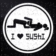 Sticker | 4" I LOVE SUSHI | Weather proof die-cut | Cut-out Not Printed | Funny JDM
