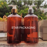 500ml Bottle 500ml Amber Pump Bottle Gold Cap 500ml Brown Pump Bottle