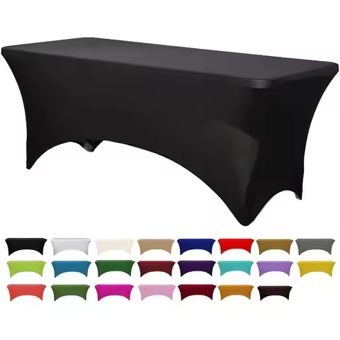 6FT 8FTSpandex Tablecloth High Stretch Wedding Hotel Birthday Table Cover for 4ft 5ft 6ft 8ft Foldin