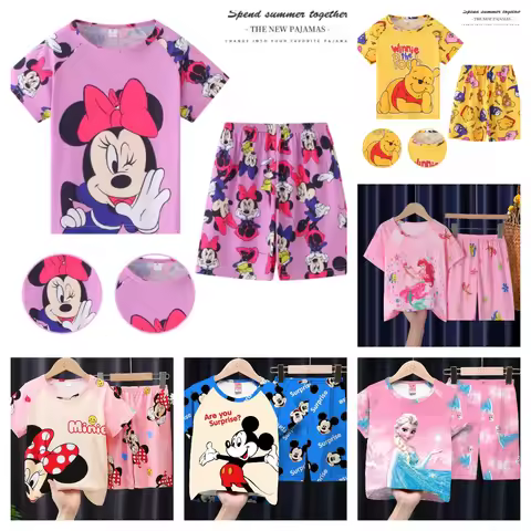 Summer Children Clothing Boys Girls Kids Clothing mermaid Sets Mikey Minnie Cartoon Suit Kid Sleepwe