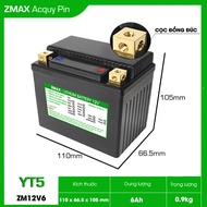Bình Acquy ZMax Pin Lithium LifePO4 12V 6ah ZM12V6-YT4 Dùng Cho Xe Máy