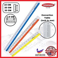 [Super SaverS] YOSOGO Pembaris Aluminum Besi Berwarna 15CM/ 20CM/ 30CM Aluminum Ruler Anti Slip Stra