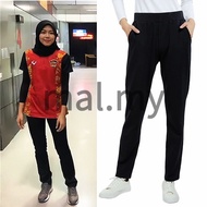 Seluar Sukan Relaxed Slack Pants For Women Muslimah Sportswear Elastic High Waist Baggy Straight Car