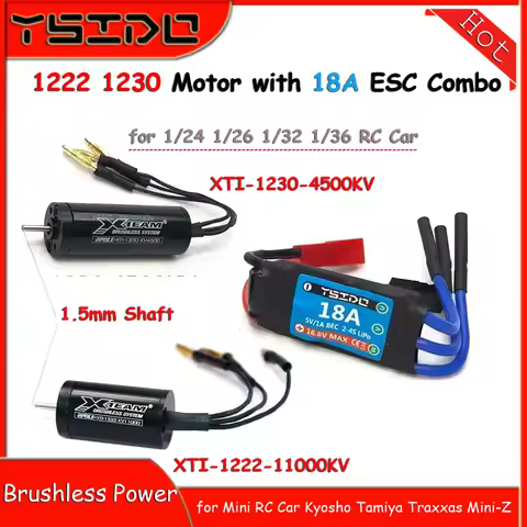 X-TEAM 1222 11000KV 1230 4500KV Mini Brushless Motor w/18A ESC Combo for 1/24 1/26 1/32 1/36 RC Car 