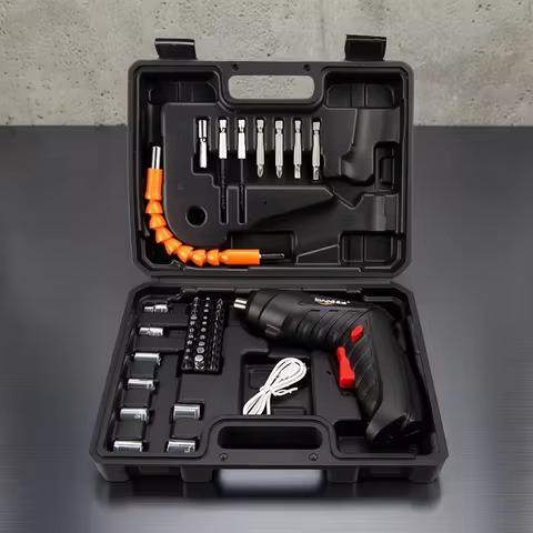 47PCS 3.6v Cordless Screwdriver Set with Rechargeable Lithium Battery Household Electric Drill Tool 