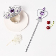 MQATZ 2 Chiếc Phụ Kiện Bé Gái Elsa Anna Vương Miện Và Đũa Thần Phụ Kiện Tóc Hóa Trang Công Chúa BXPS