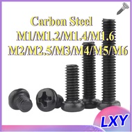 Black cross round head screw, small screw, pan head screw M1/M1.2/M1.4/M1.6/M2/M2.5/M3/M4/M5/M6 * L2