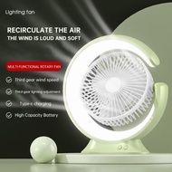 【Dreamer】2400mAh 18650 TypeC LED Fan USB Fan Desk Portable Fan with LED Light