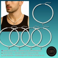 HANDCRAFTED WHITE BEADED NECKLACE WITH ALPHABET LETTER & HOROSCOPE PENDANT UNISEX JEWELRY
