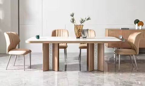 %￥Luxury Wooden Dining Table Set 12 Seater Foshan China Wood Interior Furniture Marble Ss Dining Tab