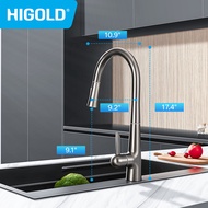 HIGOLD Faucet kitchen Kitchen Sink Tap Hot Water 304 Stainless Steel Pull-out Faucet Two Water Outle