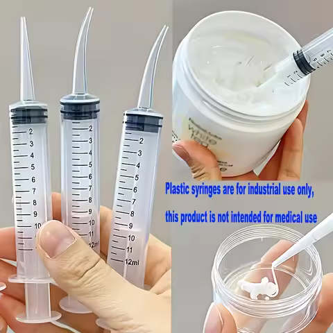 1set/4pcs liquid sample dispensing plastic syringe; 12ml dispenser for skin care lotion/lotion with 