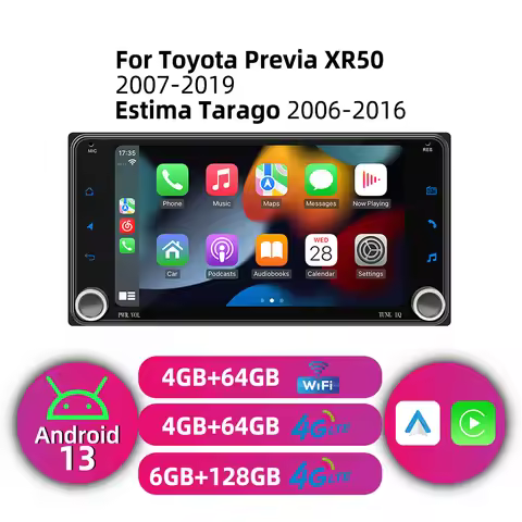 2 Din Car Radio for Toyota Previa XR50 2007-2019 Estima Tarago 2006-2016 Multimedia Wireless Carplay