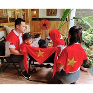 [September 2]Vietnam Flag Scarf - Red Scarf with Golden Star and 2-Layer Leather – Patriotic Scarf A