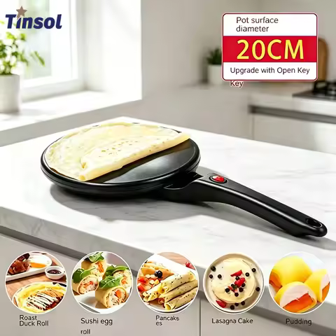 TINSOL Electric Crepe Maker, Waffle Maker, Breakfast Pizza Pan, Pancake Pan, Non-Stick Pan, Spring R