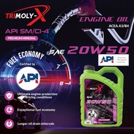 TRIMOLY-X TRIMOLYX 20W50 MINERAL ENGINE OIL API SM/CI-4F 4L Car Lubricant Minyak Hitam Minyak Enjin Kereta Proton Perodua Toyota Honda