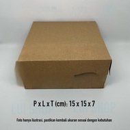 Dus packing donat box cake martabak kotak snack bahan kraft ukuran 15x15x6.5
