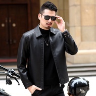2024 Musim Gugur Musim Sejuk Baharu Jaket Kulit Tulen Haining Lelaki Slim Fit Jaket Kulit Kolar Turn