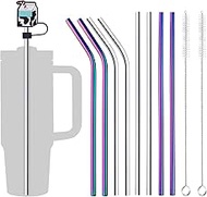 Herbst Pack of 8 Stainless Steel Straws, 30 cm Long Straws for Stanley Adventure Quencher, 40 oz Cup