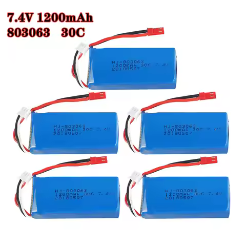 1-5pcs 7.4V 1200mAh 803063 30C Lipo Battery Set For Yi Zhang X6 H16 MJX X101 X102 RC Drone Spare Par