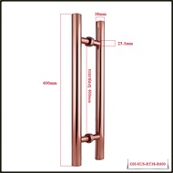 โรสโกลด์  มือจับประตู สแตนเลส 304 ท่อกลมชนิด H ประตูไม้ที่ใช้บังคับ/ประตูกระจก/ประตูโรงนา  เคลือบปิดผนึกพื้นผิว ป้องกันลายนิ้วมือ