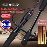 Seasir Salminus 4 Piece travel fishing rod FUJI O Guide force M/MH max drag 7-9kg 1.83m/6’ feet Ligh