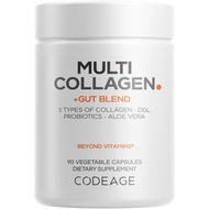 Codeage Multi Collagen + Gut Blend Supplement - Probiotik Pencernaan, DGL Licorice, Aloe Vera, Daun 