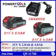 QET Q9 Qnine CHARGER & Q9 BATTERY ONLY FOR: 21V | Q9-117880 CHATGER, Q9-117881 BATTERY 2.0AH, Q9-117