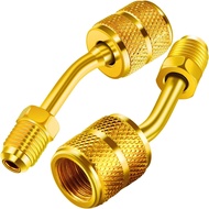 2PCS R410A Mini Split Adapter, HAVC Hose Adapter with 5/16 inches SAE Female to 1/4 inches SAE Male 