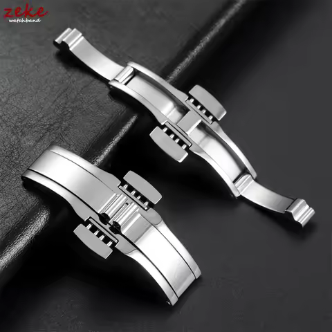 Watch Accessories Double Push Automatic Butterfly Watchband Buckle Steel Folding Clasp Metal Men Wom
