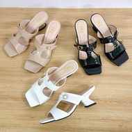 Women's Wedge Sole Sandals 6p Waist Cut Out Hips Square Toe Genuine Leather Fullbox HQ005