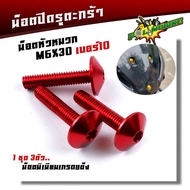 น็อตอุดรูตะกร้า น็อตหัวหมวก น็อตเฟรม เบอร์10 M6x30 (1ชุด 3ตัว) น็อตคอนโซลมิเนียม น็อตหัวร่วม เกลียวด