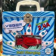 1 toples isi 40 V110 TYPE C / Kabel data VEGER V110 TYPE C 2.4a fast charging