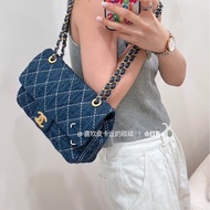 Chanel外縫線CF鏈條包 牛仔布 金扣26*16*7 98新配件塵袋保卡