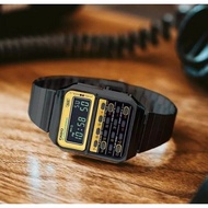 Casio Vintage CA-500WEGG-9B Black Stainless Steel Calculator Digital Men's Watch